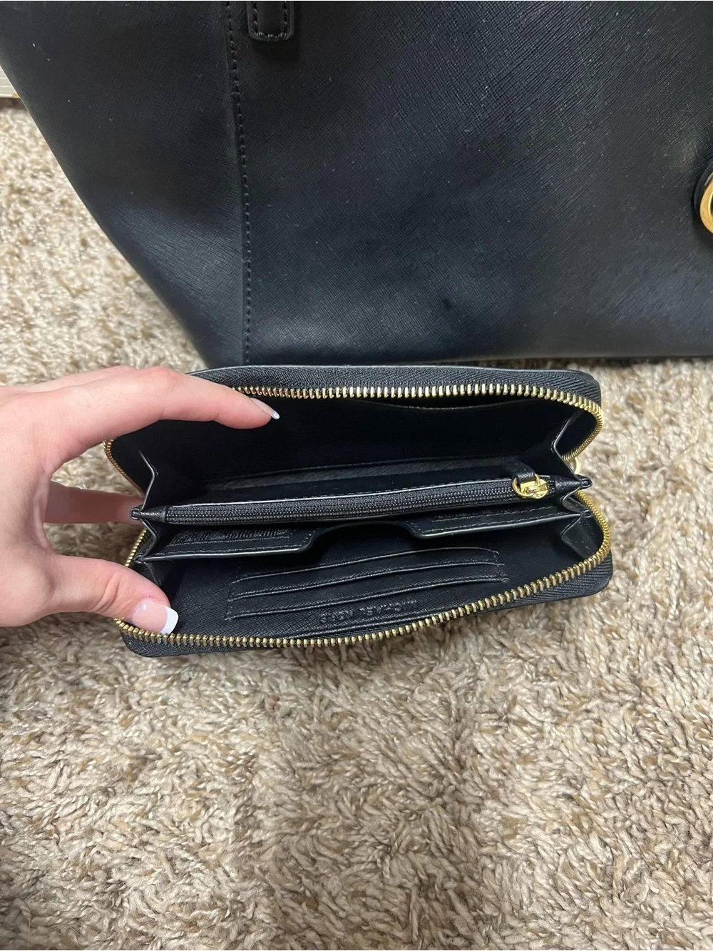 Michael Kors Black Saffiano Leather Tote with Matching Wallet Set